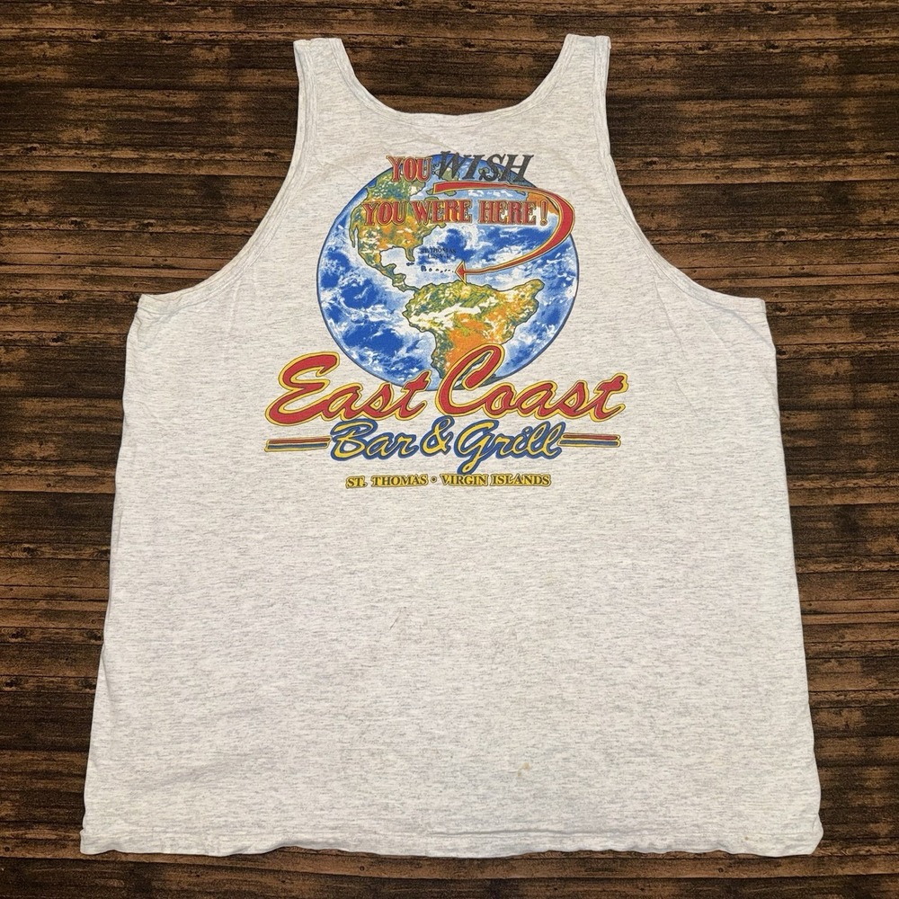 VTG 90s Cal Cru St. Thomas Virgin Islands Tank Top Sz XL Souvenir Grey Nautical